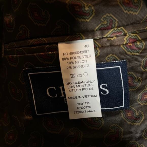 Chaps Men's 46L Black Corduroy Blazer Sport Coat Suit Jacket - Picture 8 of 11